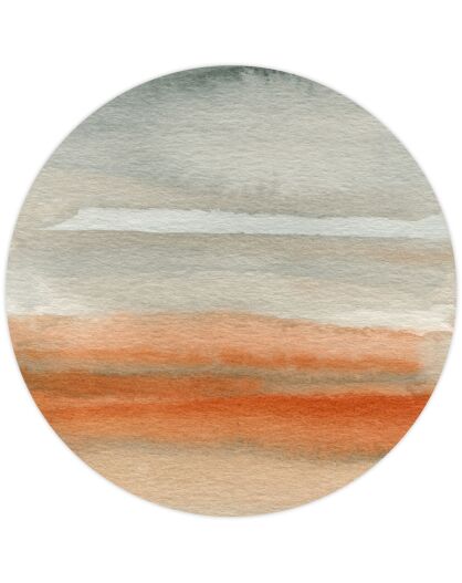 Tapis vinyle rond Acuarela abstracta orange/gris - D.150 cm